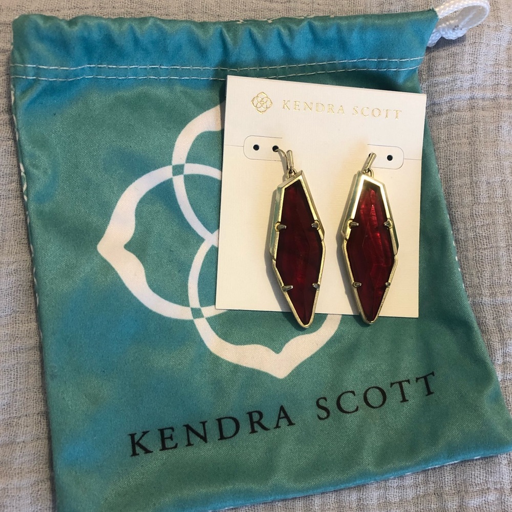 Kendra Scott, deep red earrings